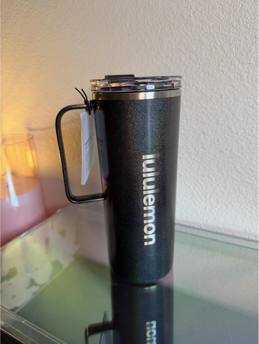 NWT lululemon Insulated Mug 20oz Shine Black Silver Travel Tumbler